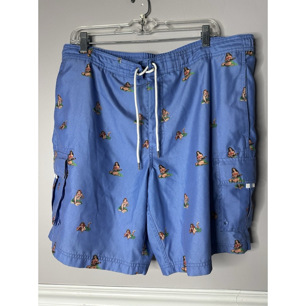 Daniel Cremieux Swim Shorts Hula Girls All Over Print‎ Lined Tropical Mens LRG